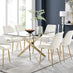 Leonardo 6 Gold Dining Table and 6 Cream Pesaro Gold Leg Chairs