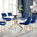 Leonardo 6 Gold Dining Table and 6 Navy Pesaro Gold Leg Chairs