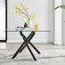Leonardo Black Leg Glass Dining Table & 4 Grey Milan Black Leg Chairs