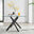 Leonardo Black Leg Glass Dining Table & 4 Blue Pesaro Black Leg Chairs
