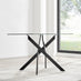 Leonardo Black Leg Glass Dining Table & 4 Blue Pesaro Black Leg Chairs