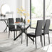 Leonardo Black Leg Glass Dining Table & 4 Black Milan Black Leg Chairs