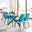 Leonardo Black Leg Glass Dining Table & 4 Blue Pesaro Black Leg Chairs