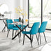 Leonardo Black Leg Glass Dining Table & 4 Blue Pesaro Black Leg Chairs