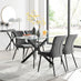 Leonardo Black Leg Glass Dining Table & 4 Dark Grey Nora Black Leg Chairs