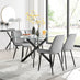 Leonardo Black Leg Glass Dining Table & 4 Grey Pesaro Black Leg Chairs