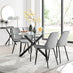Leonardo Black Leg Glass Dining Table & 4 Grey Pesaro Black Leg Chairs