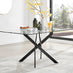 Leonardo Rectangular Glass and Black Metal 6 Seater Dining Table