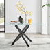 Leonardo Black Leg Glass Dining Table & 6 Green Pesaro Black Leg Chairs