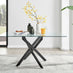 Leonardo Black Leg Glass Dining Table & 6 Green Pesaro Black Leg Chairs