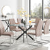 Leonardo Black Leg Glass Dining Table & 6 Cappuccino Lorenzo Chairs