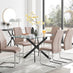 Leonardo Black Leg Glass Dining Table & 6 Cappuccino Lorenzo Chairs