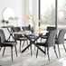 Leonardo Black Leg Glass Dining Table & 6 Dark Grey Nora Black Leg Chairs