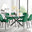 Leonardo Black Leg Glass Dining Table & 6 Green Pesaro Black Leg Chairs