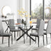 Leonardo Black Leg Glass Dining Table & 6 Grey Milan Black Leg Chairs