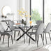 Leonardo Black Leg Glass Dining Table & 6 Grey Pesaro Black Leg Chairs