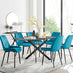Leonardo Black Leg Glass Dining Table & 6 Blue Pesaro Black Leg Chairs