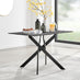 Leonardo Brown/Grey Glass Marble Effect Black Leg Table & 4 Grey Milan Black Leg Chairs