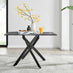 Leonardo Brown/Grey Glass Marble Effect Black Leg Table & 4 Grey Milan Black Leg Chairs