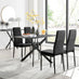 Leonardo Brown/Grey Glass Marble Effect Black Leg Table & 4 Black Milan Black Leg Chairs