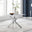 Leonardo White Glass Marble Effect Silver Leg Table & 4 Black Milan Chrome Leg Chairs