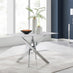 Leonardo White Glass Marble Effect Silver Leg Table & 4 Black Milan Chrome Leg Chairs
