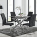 Lira 100cm Grey Metal Extending Dining Table & 4 Black Lorenzo Chairs