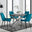 Lira 100cm Grey Metal Extending Dining Table & 4 Blue Pesaro Black Leg Chairs