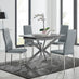 Lira 100cm Grey Metal Extending Dining Table & 4 Grey Milan Chrome Leg Chairs