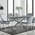Lira 100cm Grey Metal Extending Dining Table & 6 Grey Pesaro Silver Chairs