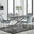 Lira 100cm Grey Metal Extending Dining Table & 6 Grey Pesaro Silver Chairs