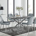Lira 100cm Grey Metal Extending Dining Table & 6 Grey Pesaro Silver Chairs