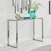 Miami Chrome Metal And Glass Console Coffee End Side Table Set