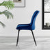 2x Nora Navy Blue Velvet Dining Chairs Black Legs