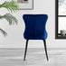 2x Nora Navy Blue Velvet Dining Chairs Black Legs