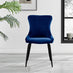 2x Nora Navy Blue Velvet Dining Chairs Black Legs