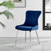 2x Nora Navy Blue Velvet Dining Chairs Silver Legs