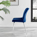 2x Nora Navy Blue Velvet Dining Chairs Silver Legs