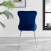 2x Nora Navy Blue Velvet Dining Chairs Silver Legs