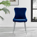 2x Nora Navy Blue Velvet Dining Chairs Silver Legs