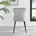 2x Nora Light Grey Velvet Dining Chairs Black Legs