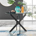 Novara Round Glass and Black Metal 4 Seater Dining Table