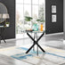 Novara Round Glass and Black Metal 4 Seater Dining Table