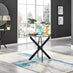 Novara Round Glass & Black Dining Table & 4 Rust Orange Dotty Chairs