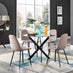 Novara Black Leg Round Glass Dining Table & 4 Cappuccino Corona Black Leg Chairs