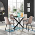 Novara Black Leg Round Glass Dining Table & 4 Cappuccino Corona Black Leg Chairs