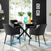 Novara Black Leg Round Glass Dining Table & 4 Black Calla Black Leg Chairs