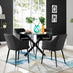 Novara Black Leg Round Glass Dining Table & 4 Black Calla Black Leg Chairs