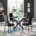 Novara Black Leg Round Glass Dining Table & 4 Black Milan Black Leg Chairs