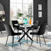 Novara Black Leg Round Glass Dining Table & 4 Black Pesaro Black Leg Chairs